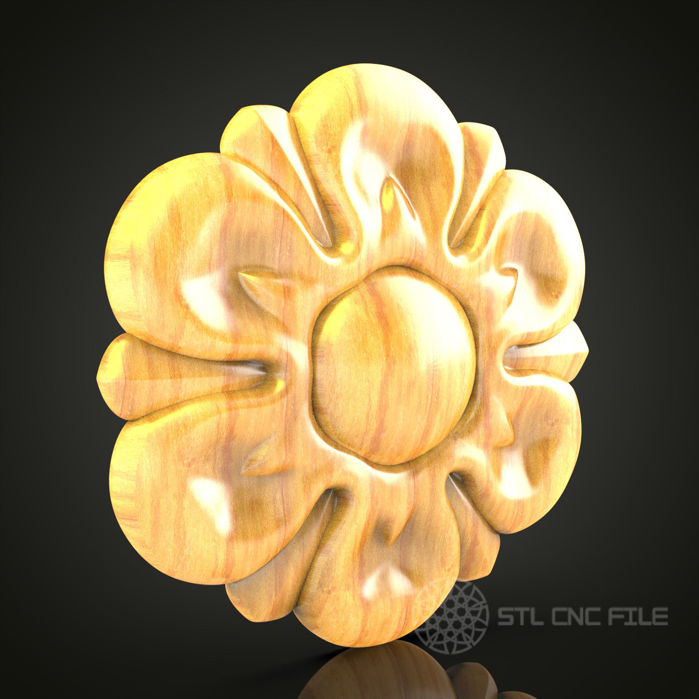 Sunflower Medallion STL Model for CNC, 3D Router File, Artcam Aspire Wood Carving, Wall Decor Art