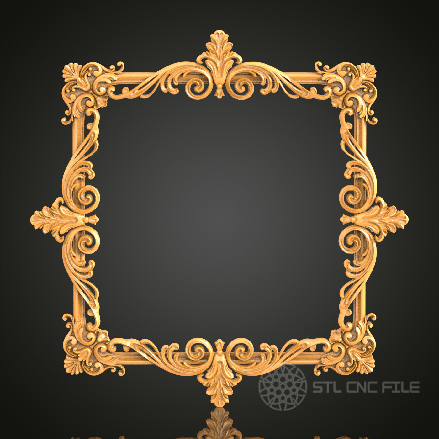 Lavish Floral Swirl Square Frame STL Model – Perfect for CNC and 3D Printing Decor
