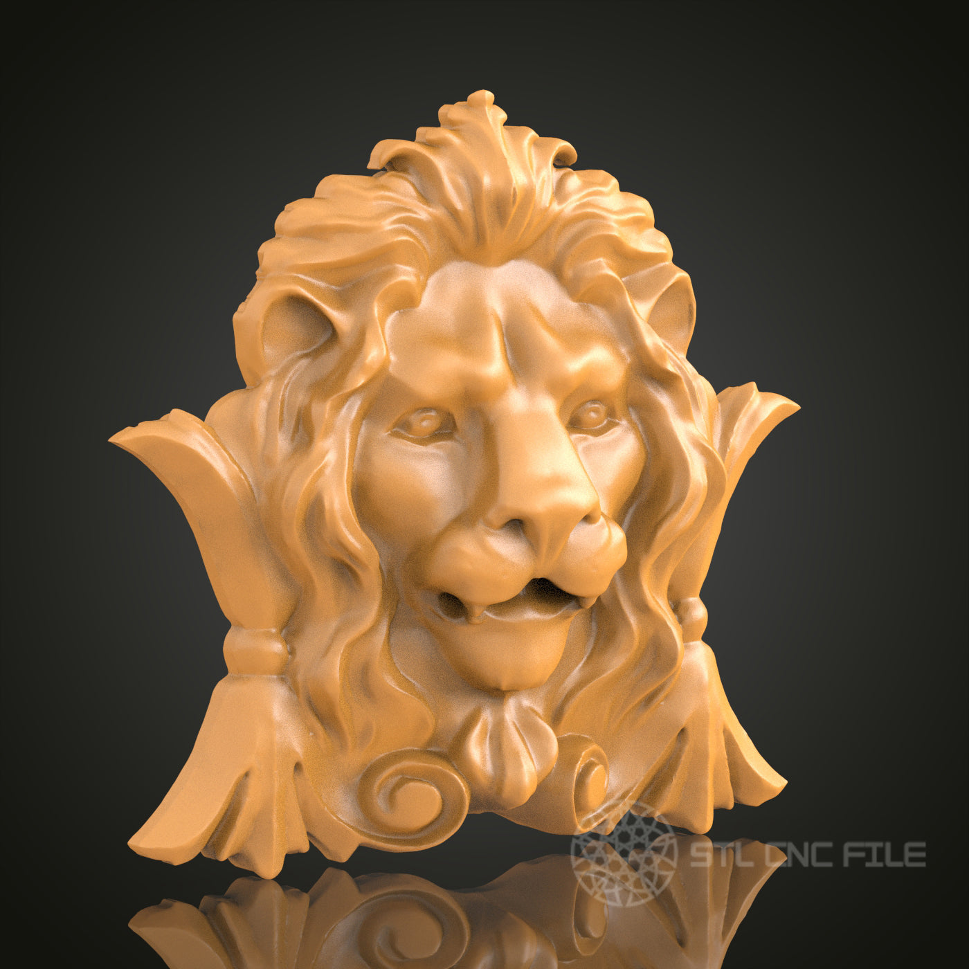 Regal Lion Head STL Model for CNC Router Engraver, Artcam, Aspire, 3D Printer, Wall Decor