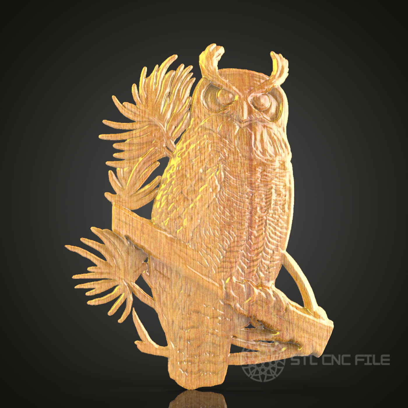 Wise Owl Perched CNC Carving STL File for Wood Art