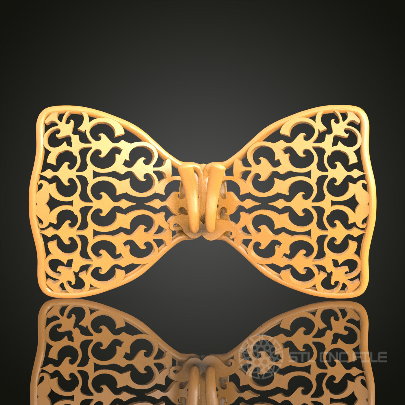 Intricate Pattern Bow Tie STL Model, CNC Router File for Elegant Art and Decor, Compatible with Artcam, Aspire