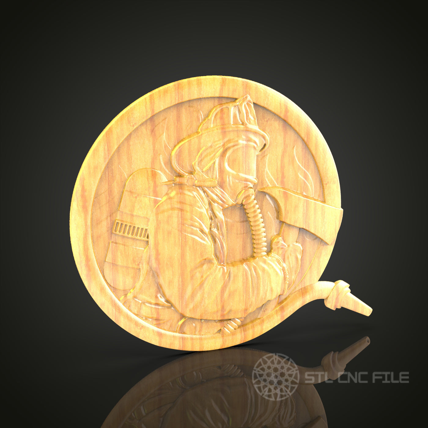 Heroic Firefighter Wall Art - 3D STL File for CNC Wood Carving