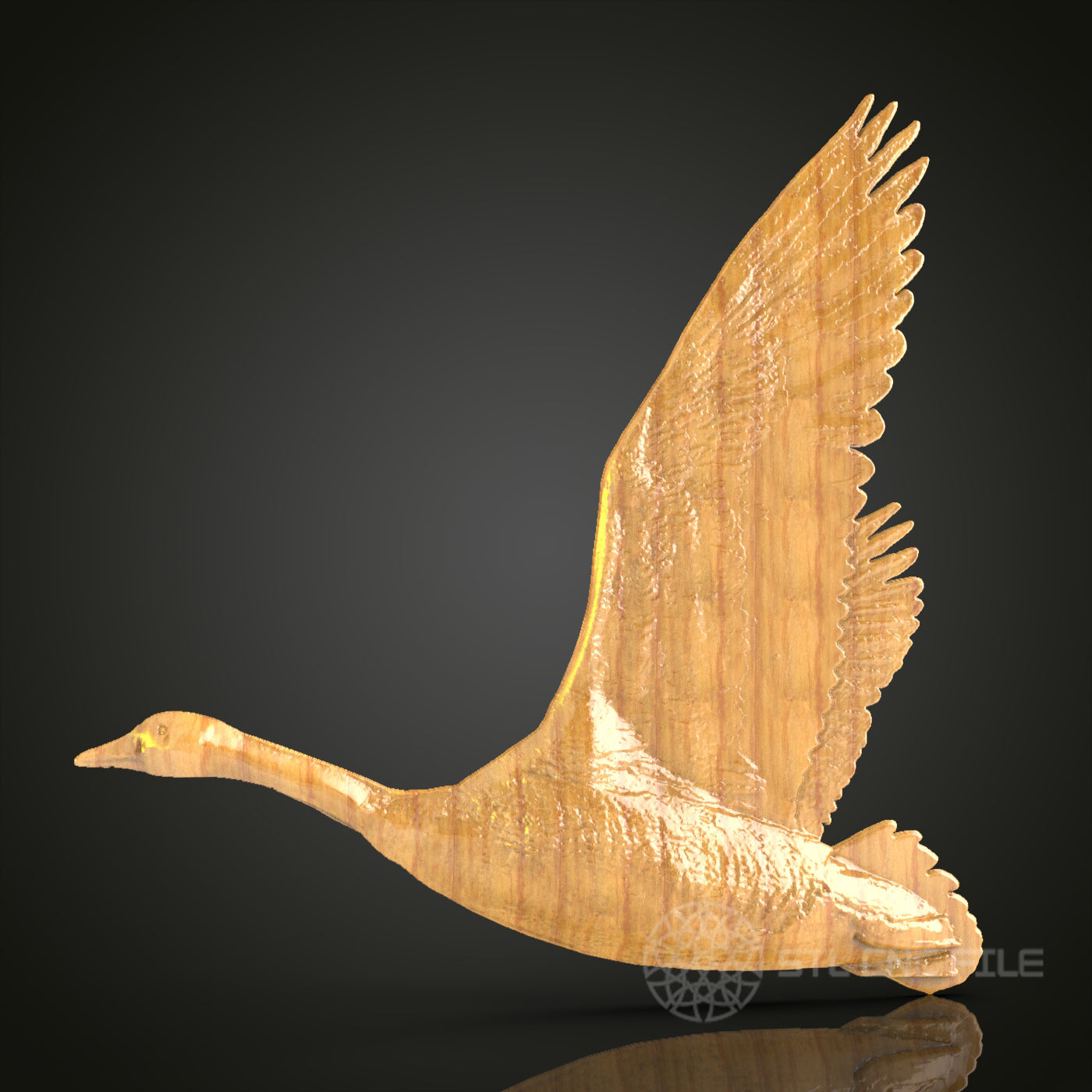 Graceful Goose in Flight – CNC Router STL File for Wood Carving