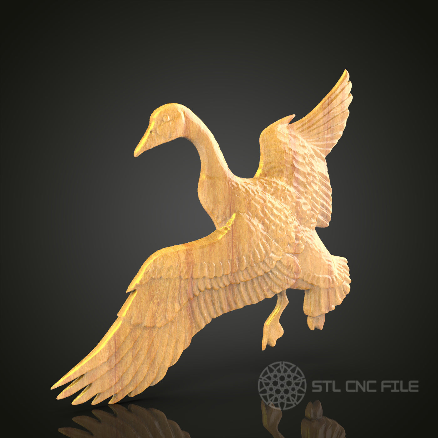 Graceful Goose STL Model for CNC Routers - Ideal for Wood or Metal Wall Art