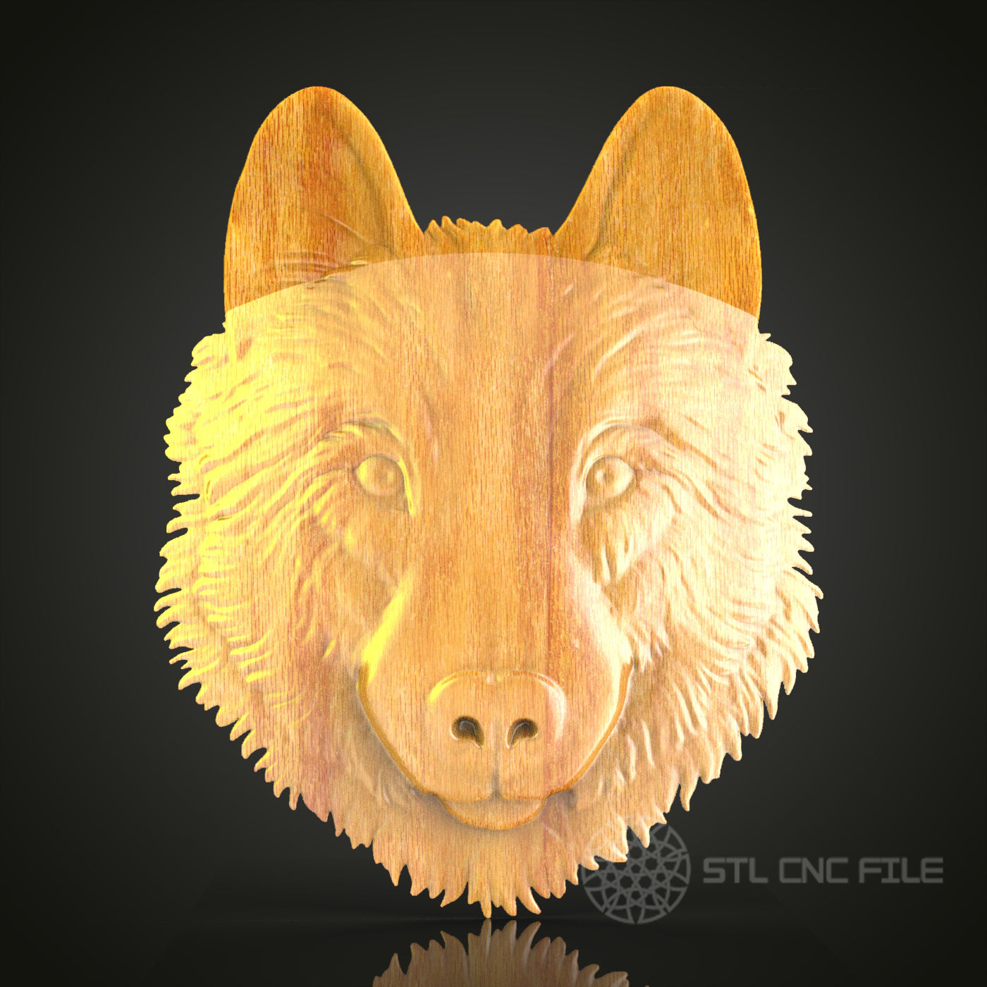 Intense Wolf Head 3D STL Model for CNC Router - Dynamic Wood Wall Art, CNC Files for Artcam, Aspire