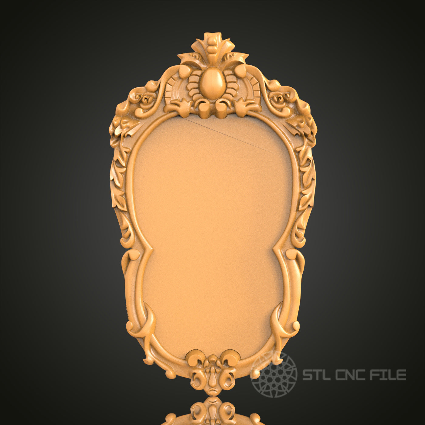 Floral Scrollwork Mirror Frame STL Model – Ideal for CNC and 3D Printing