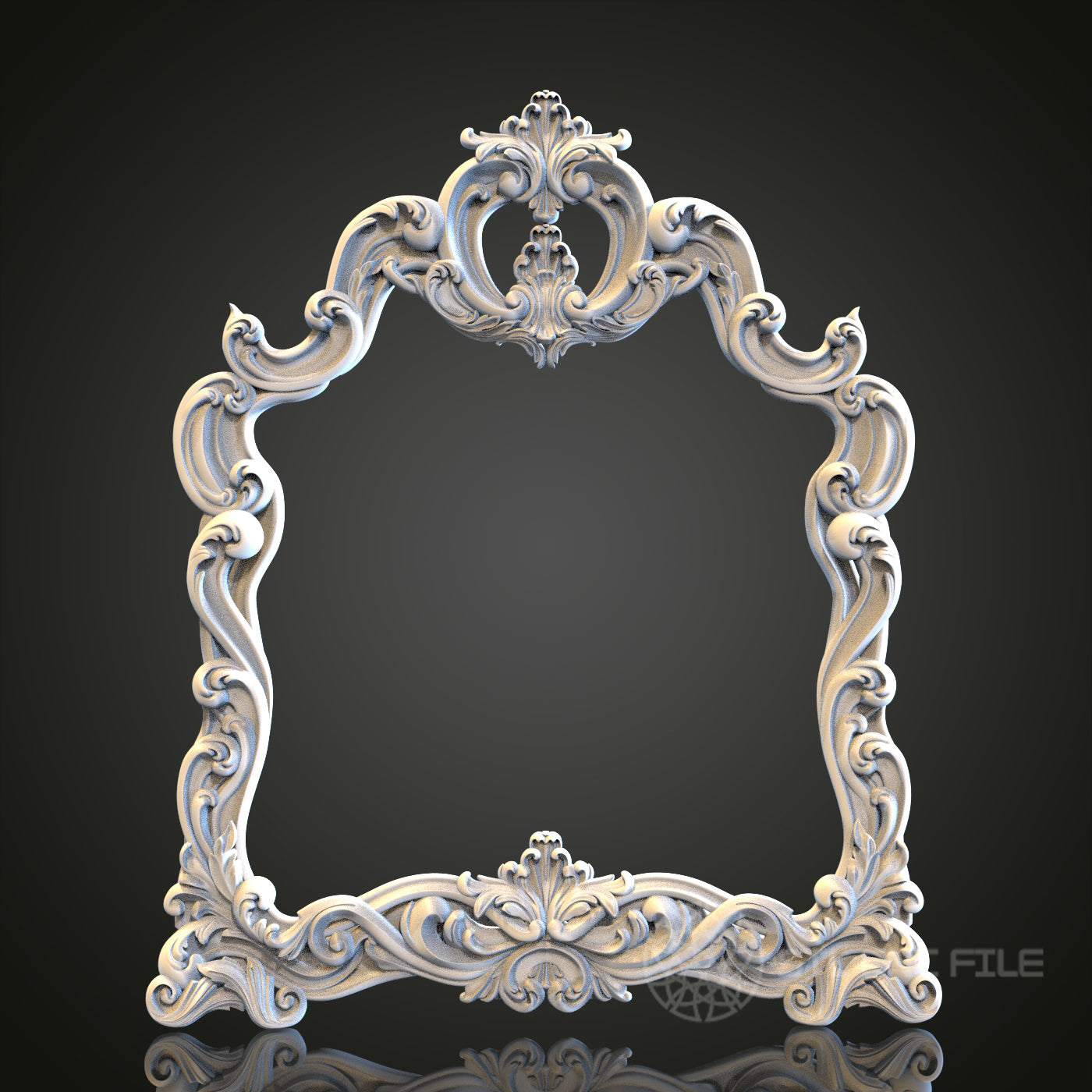 Ornate Baroque Mirror Frame STL Model for CNC and 3D Printing, Artcam, Aspire, Wood Wall Decor
