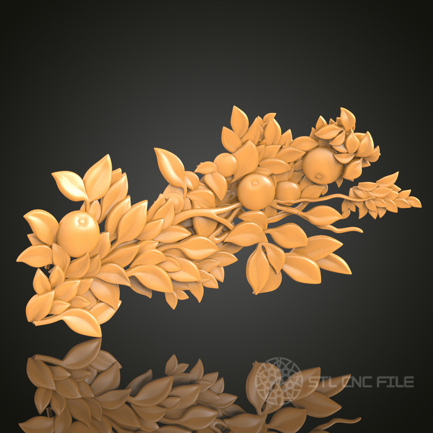 Orange Blossom Branch STL Model, CNC Router File for Floral Decor and Artistic Projects