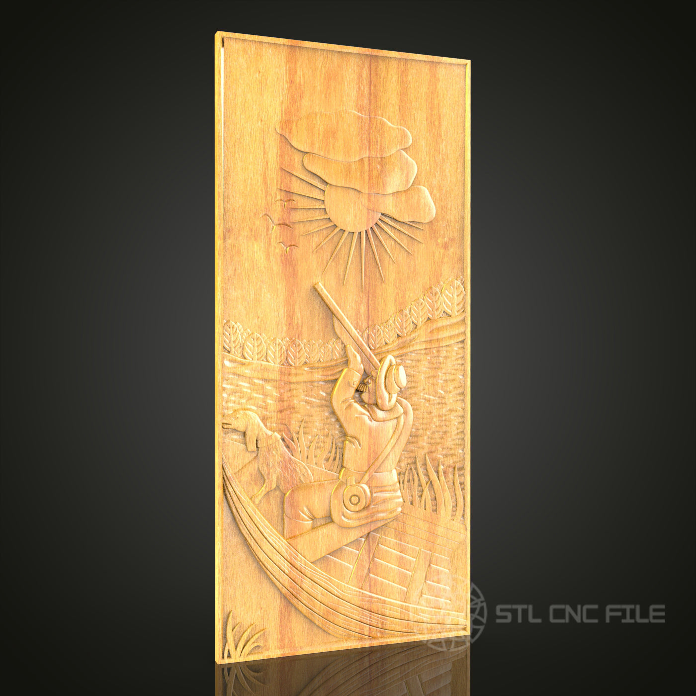 Ancient Warrior in Boat Relief STL Model for CNC Router - Artcam, Aspire Compatible, Mythical Wood Carving