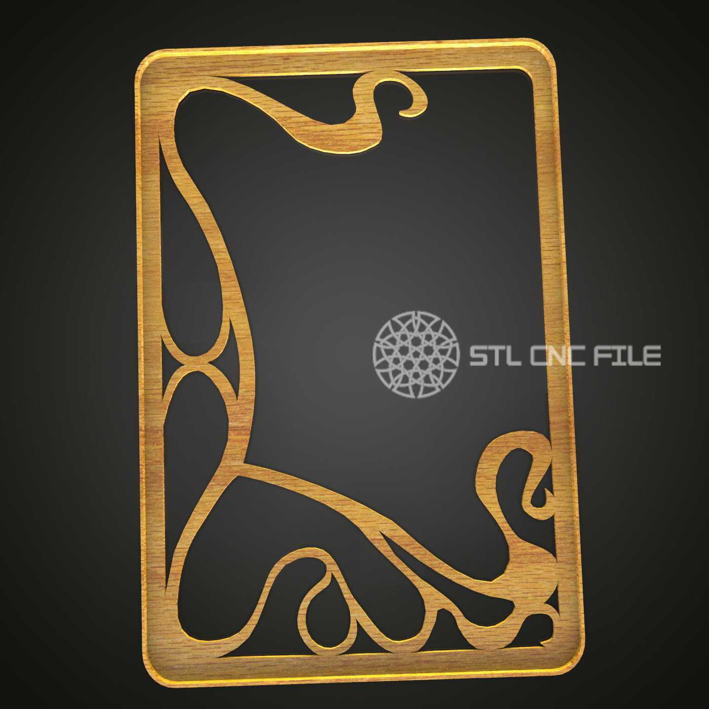 Modern Abstract CNC Engraved Frame - Minimalist Wood Carving, Contemporary Art Frame