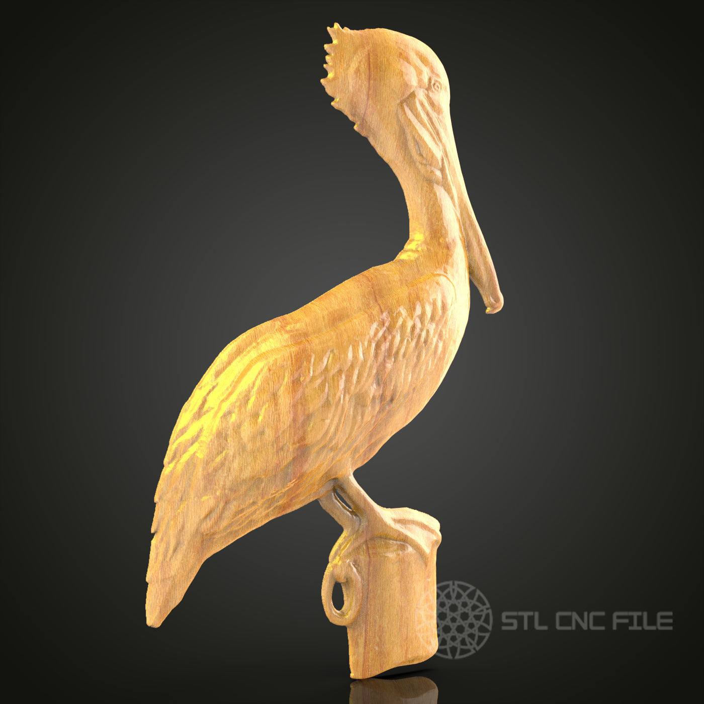 Perched Pelican STL Model for CNC Engraving - Ideal for Coastal Decor in Wood or Metal