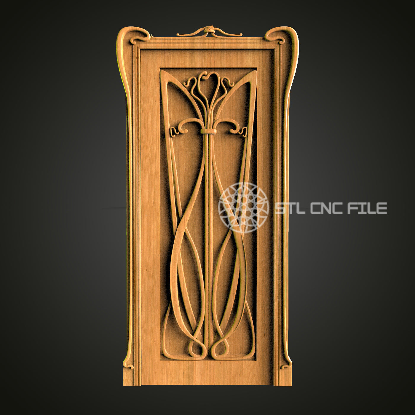 Art Nouveau Decorative Panel STL File - CNC Router and 3D Printer Ready - Elegant Home Decor and Art Installation Design