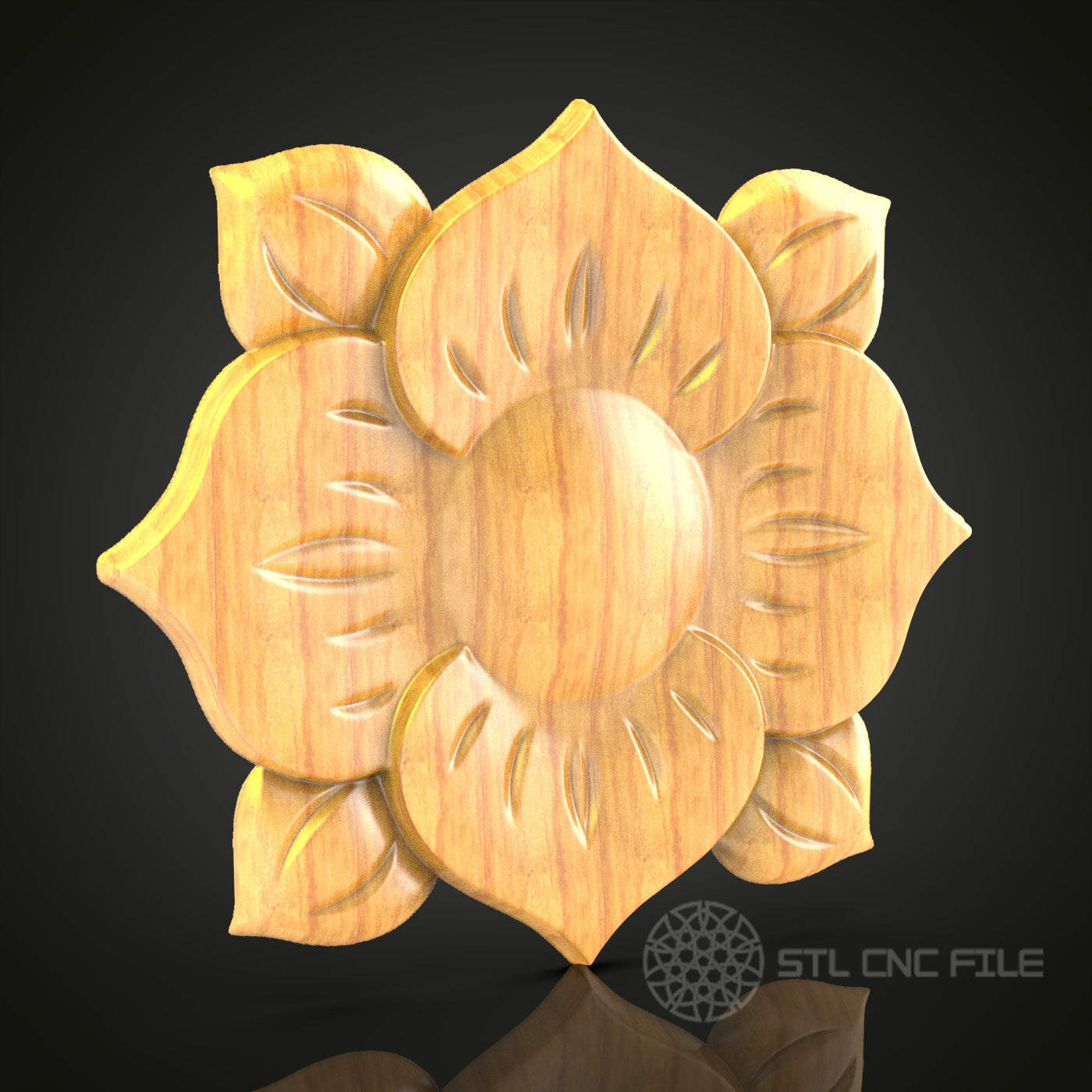 Sunburst Floral Motif STL File – Elegant CNC Router Design for Artcam & Aspire, Ideal for Home Decor