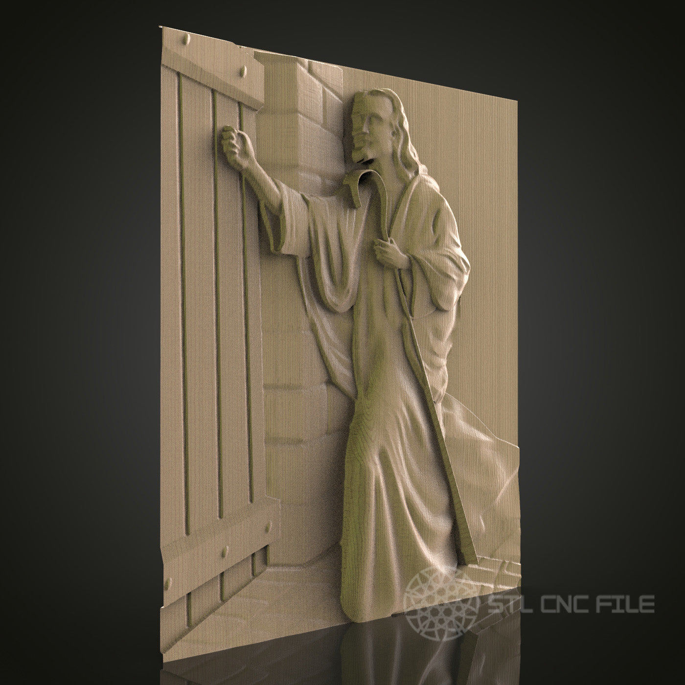 3D STL Model of Jesus Knocking - CNC Router and 3D Printer Wall Art Decor with PDF Link