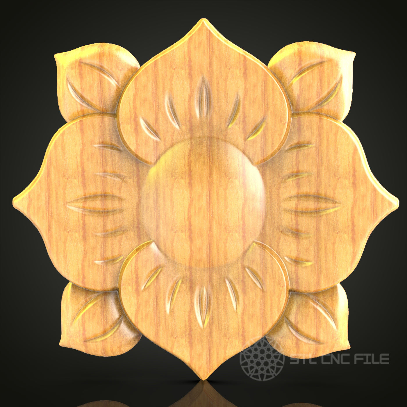 Sunburst Floral Motif STL File – Elegant CNC Router Design for Artcam & Aspire, Ideal for Home Decor