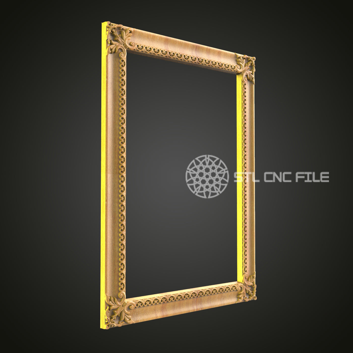 Vertical Ornate Mirror Frame STL File, CNC Router, Classic Elegance Decor
