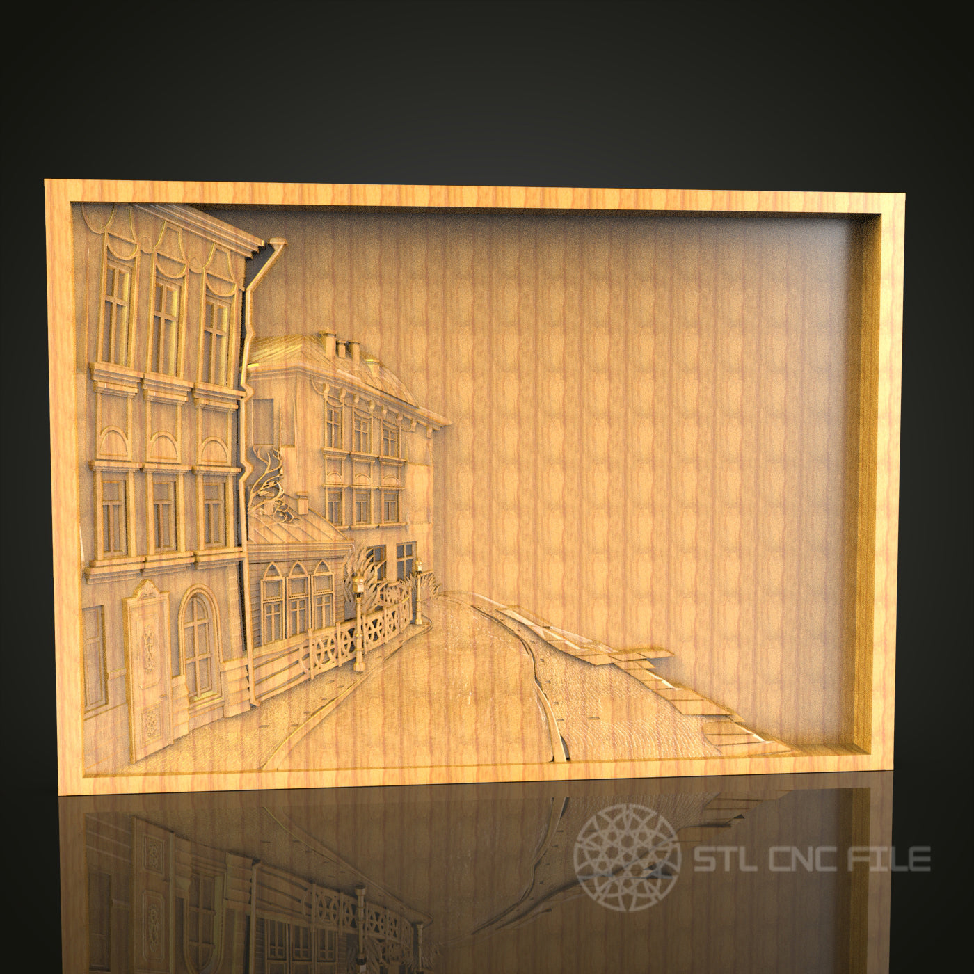 Victorian Townhouse 3D STL Model - CNC Router File for Architectural Wood Carving, Urban Decor