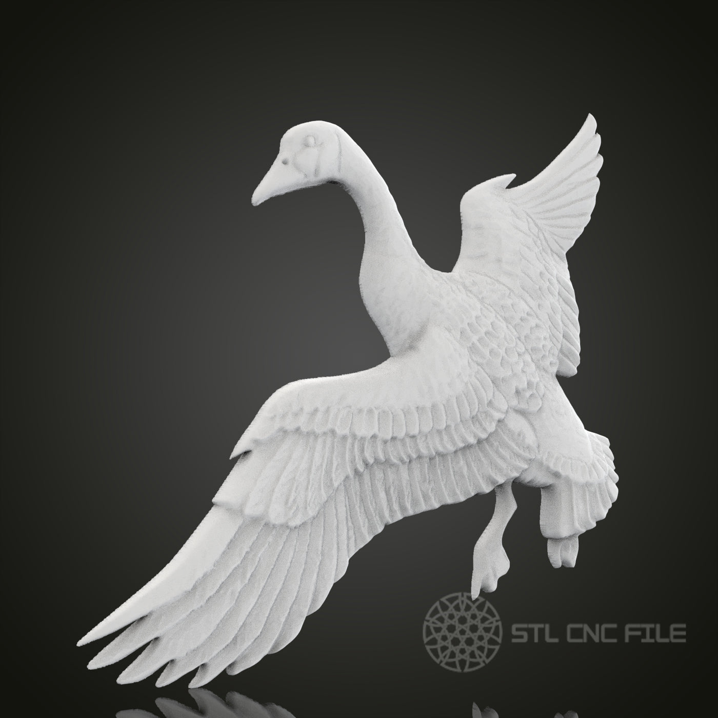 Graceful Swan 3D STL Model for CNC Router Engraver, Artcam, Aspire, CNC Files, Wood Art Wall Decor, 3D Printer