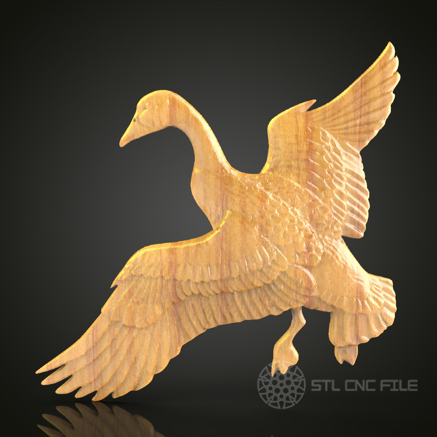 Graceful Goose STL Model for CNC Routers - Ideal for Wood or Metal Wall Art