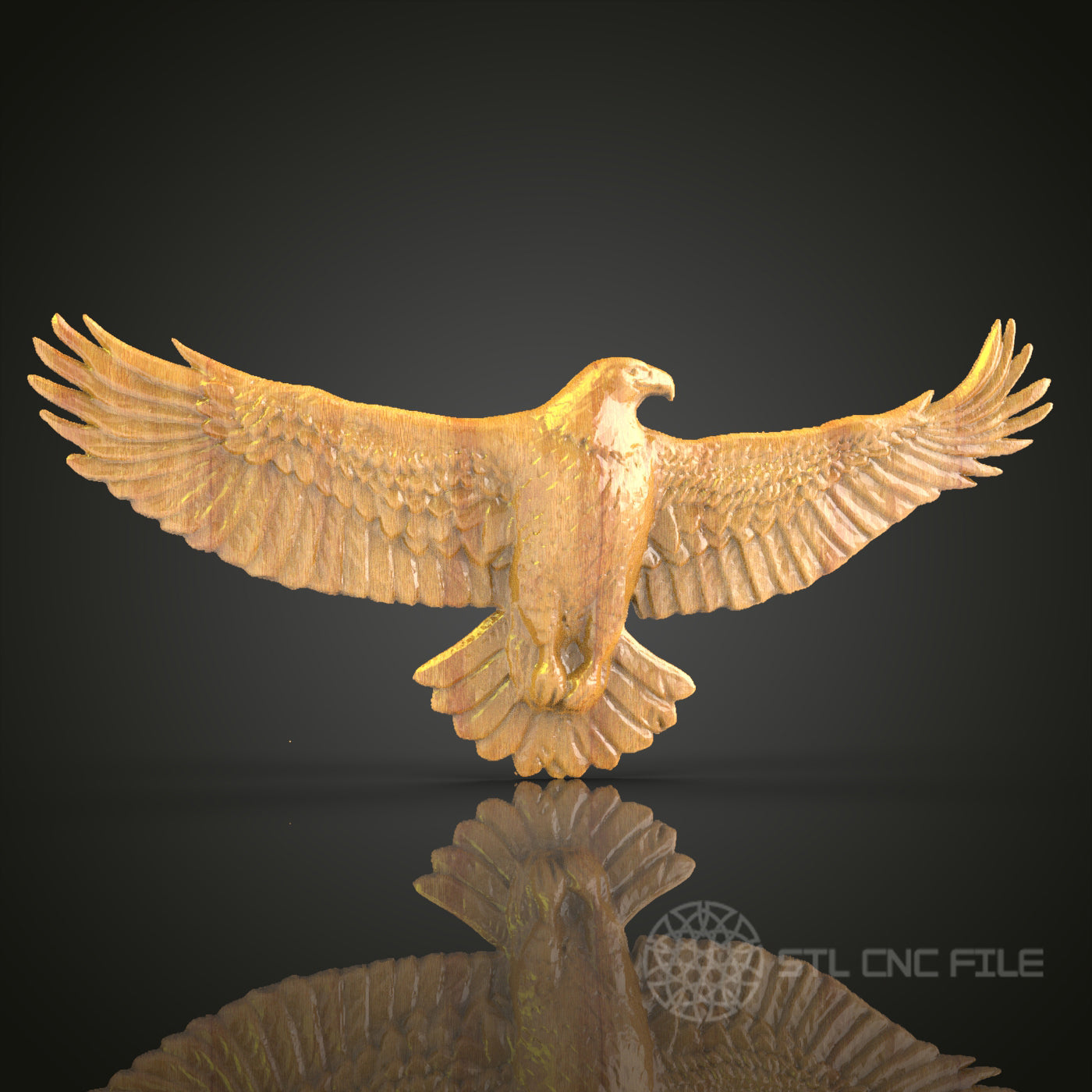Sovereign Eagle Spread Wings STL File for CNC Engraving - Wood or Metal Wall Art