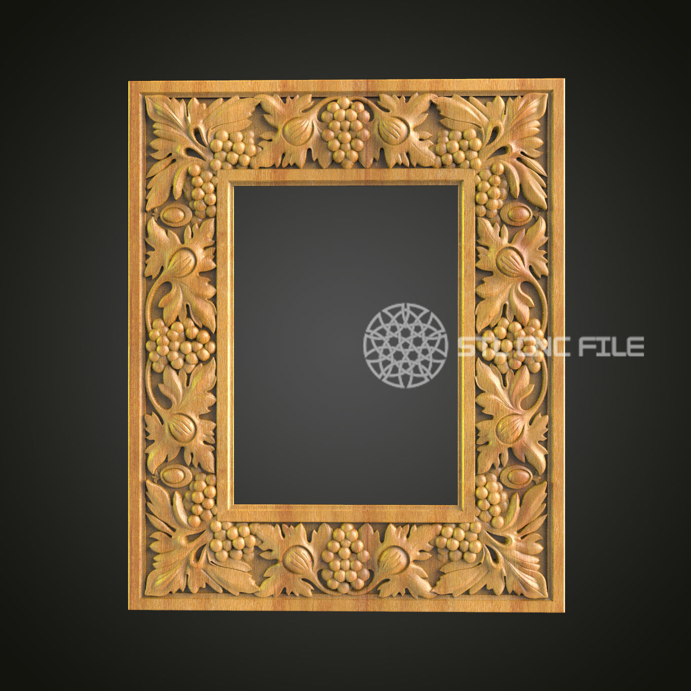 Elegant Fruit and Floral CNC Engraved Frame - Classic Wood Art for Mirror or Picture