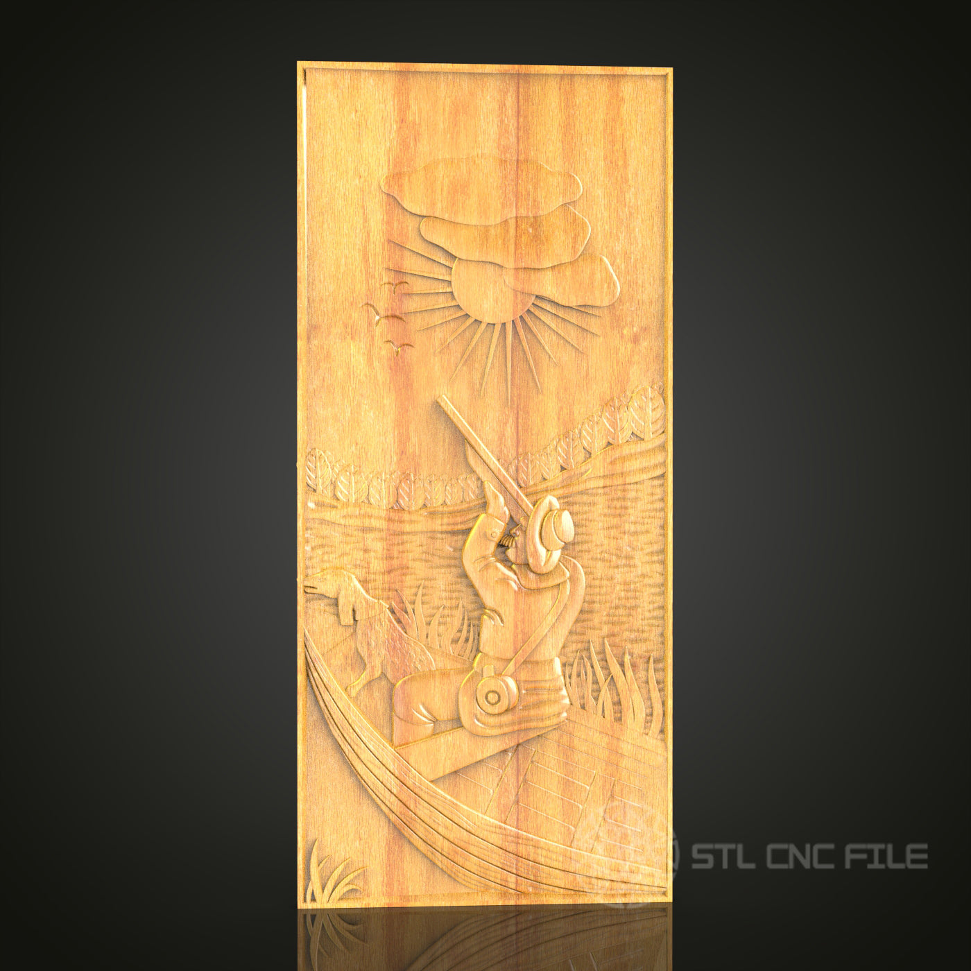 Ancient Warrior in Boat Relief STL Model for CNC Router - Artcam, Aspire Compatible, Mythical Wood Carving