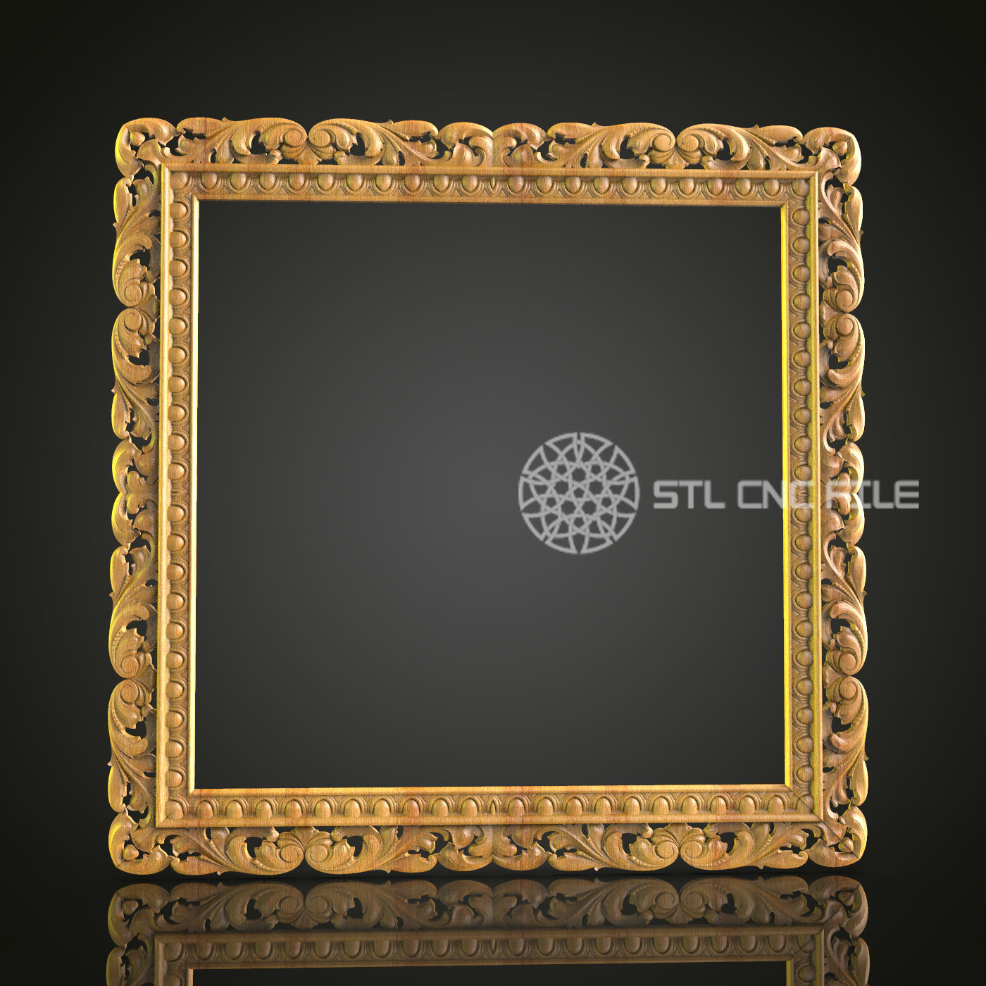 Luxurious Carved Picture Frame - CNC Engraved Wood, Ornamental STL Design