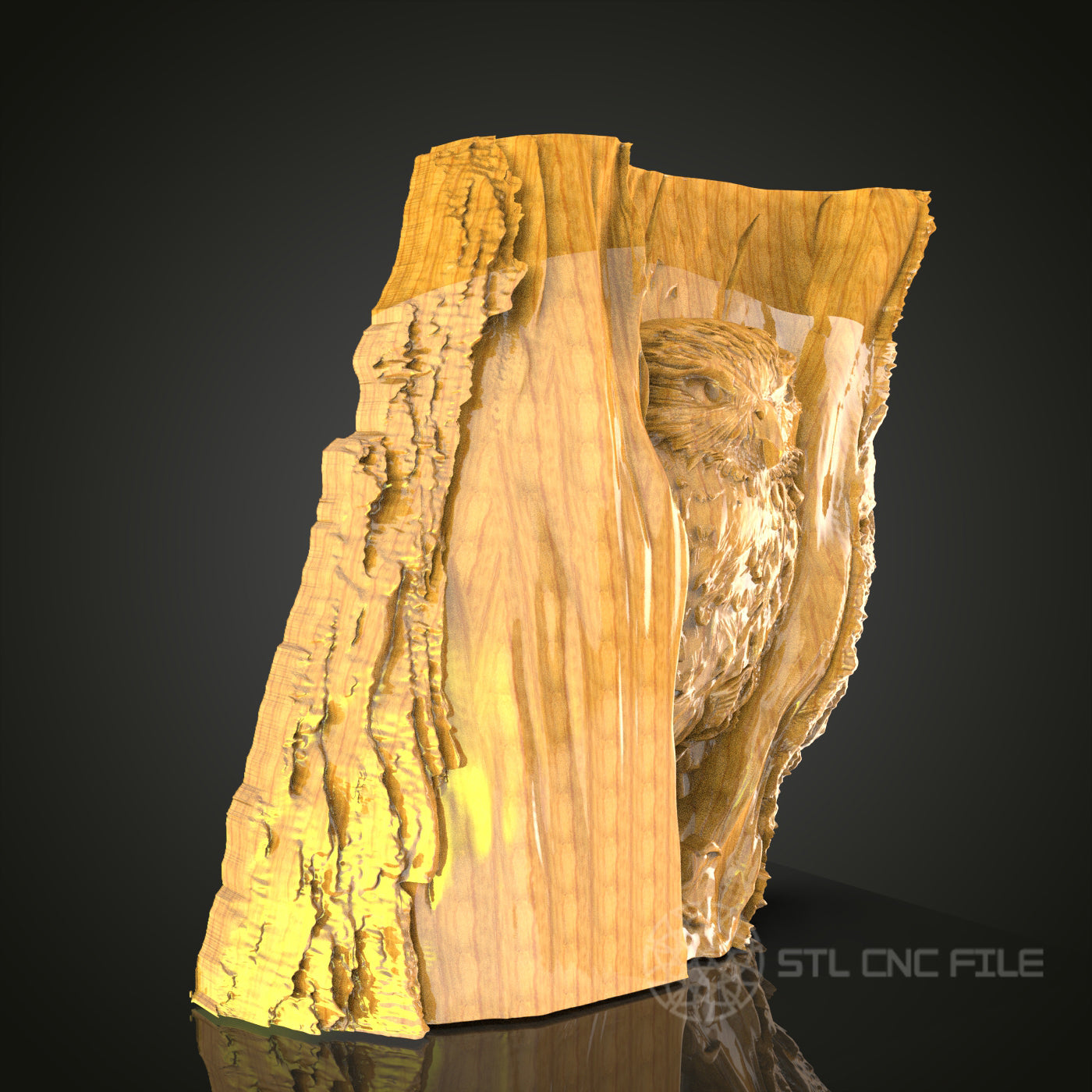 Majestic Owl in Tree STL File for CNC, 3D Wood Carving, Artcam Aspire, Nature Wall Art, Wildlife Decor