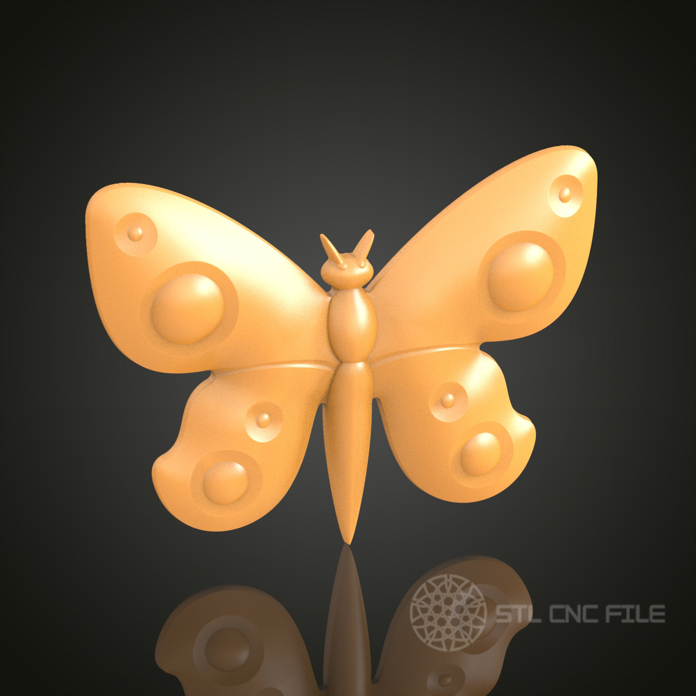 Butterfly Relief - STL Model for CNC Router Engraver - Compatible with Artcam, Aspire - Decorative Wall Art, 3D Printer Ready