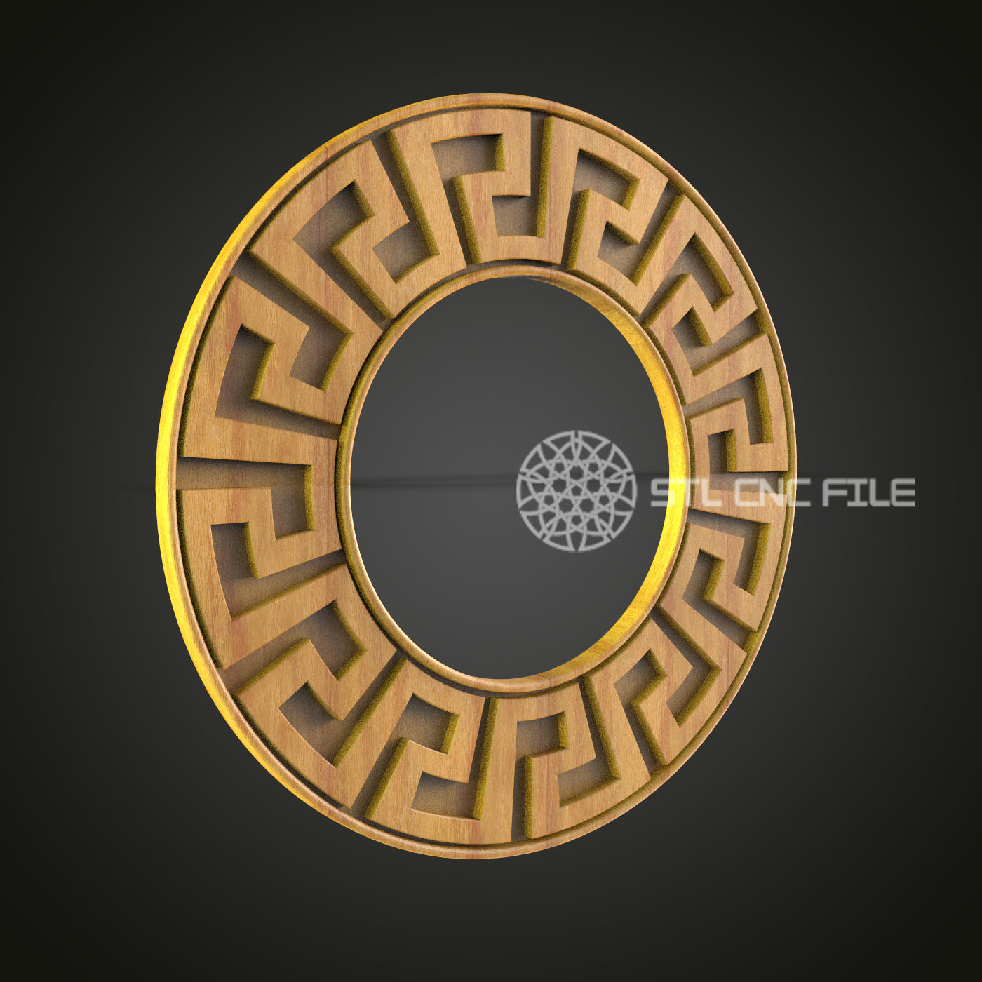 Geometric Greek Key Circular Frame - CNC Router STL File, Modern Wall Decor