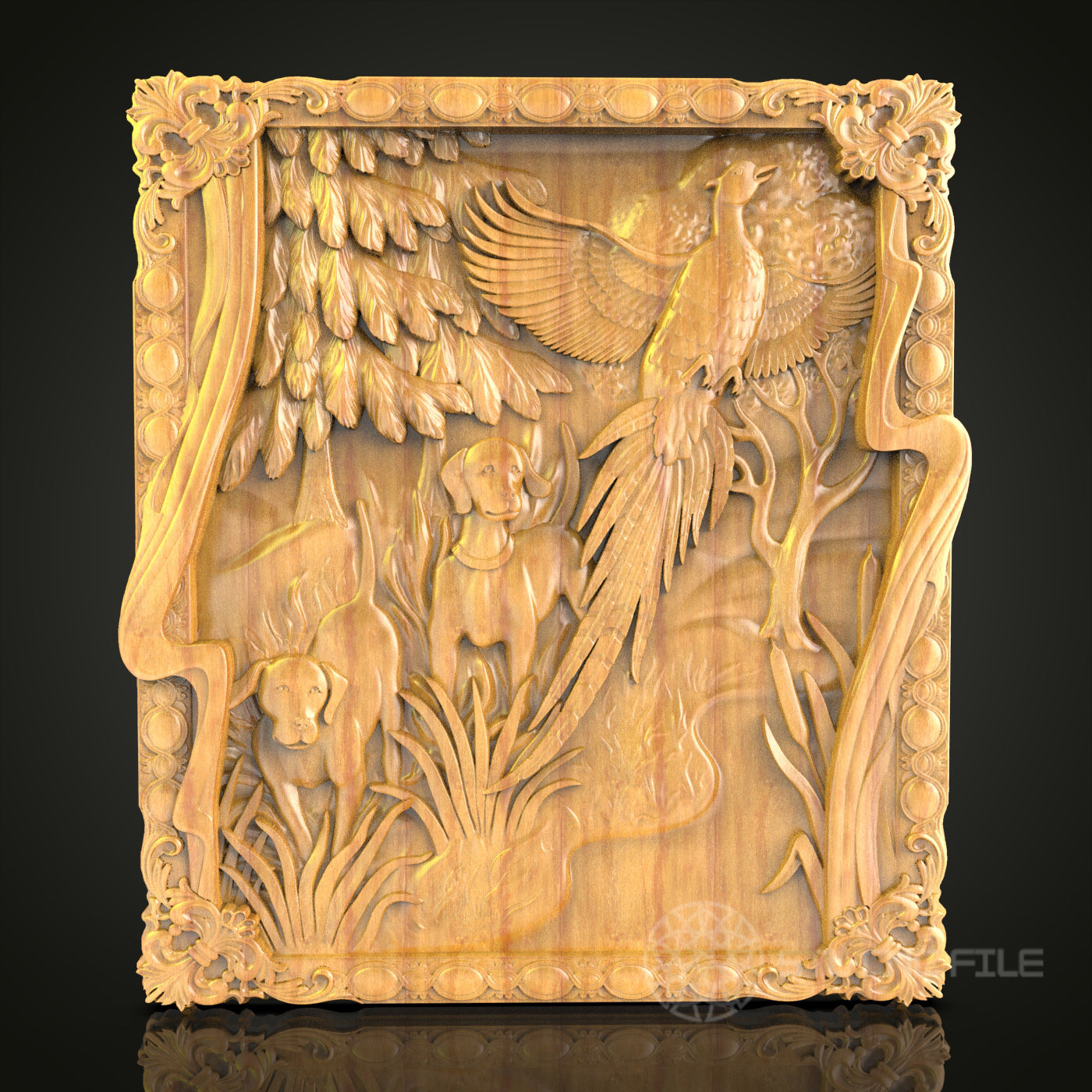 Wildlife Paradise 3D STL Model - CNC Router File for Forest Scene Wood Carving, Animal Decor