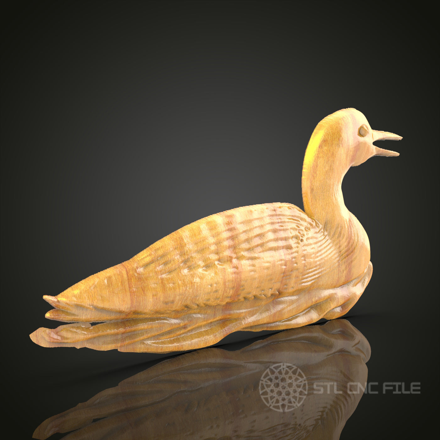 Swimming Bird STL Model for CNC Routing - Perfect for Wood and Metal Art Projects