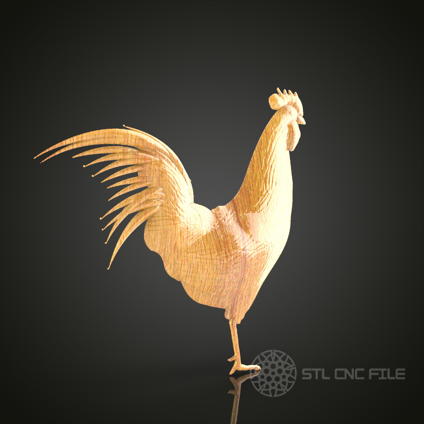 Rooster Silhouette STL File for CNC, 3D Wooden Animal Carving, Artcam Aspire Model, Farmhouse Decor