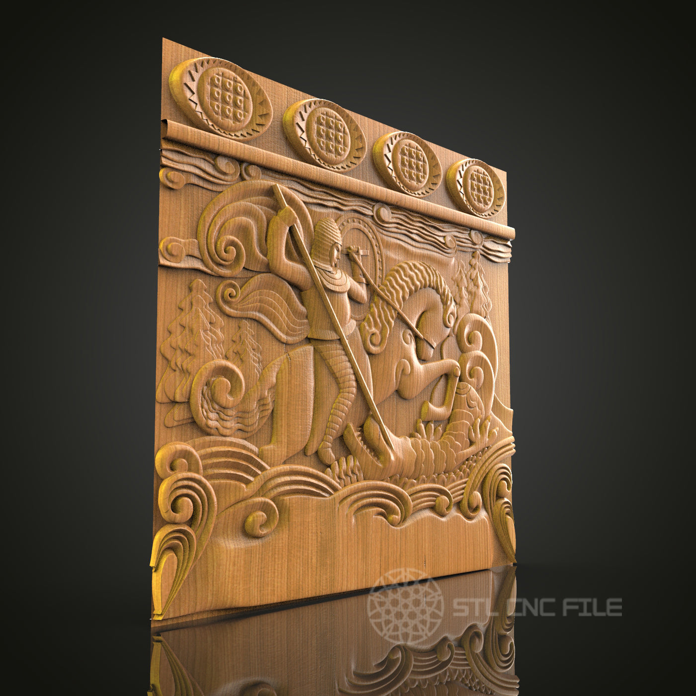 Knight on Horseback Relief - STL Model for CNC Router Engraver - Artcam, Aspire Compatible - Wood Art, Wall Decor, 3D Printer Ready