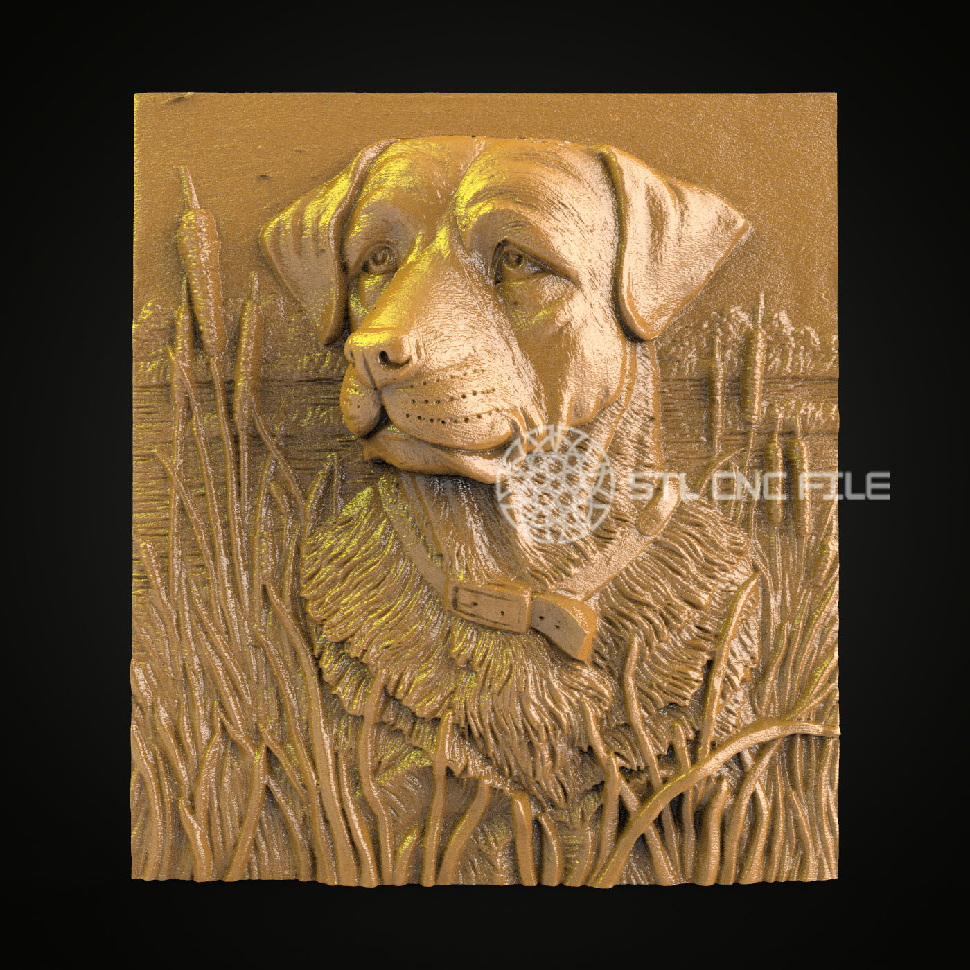 Faithful Retriever in the Reeds 3D STL Model for CNC Routers, Artcam & Aspire