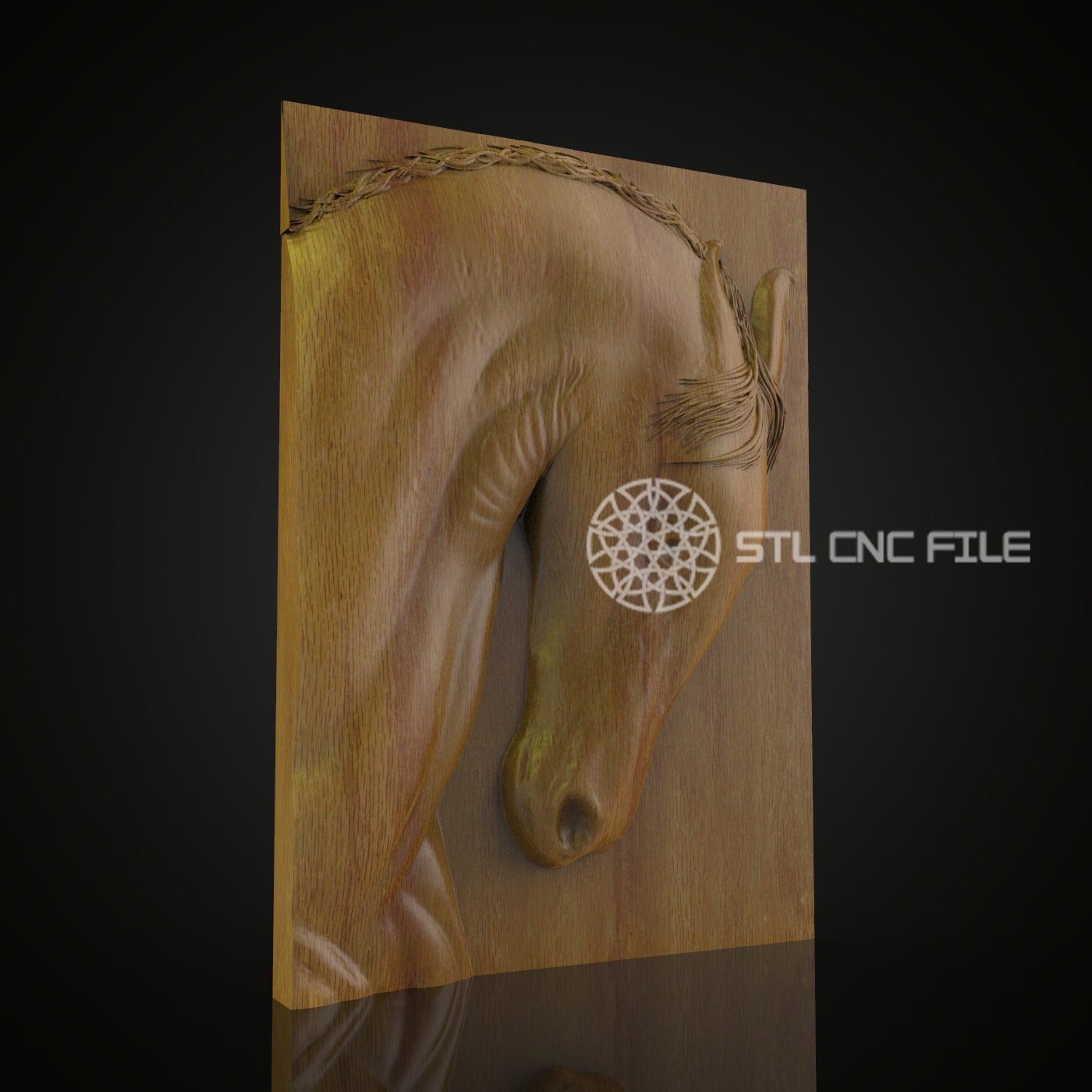 Elegant Horse Head - STL File for CNC Routing, Wood Carving, ArtcamAspire, Equine Wall Art, Woodcraft CNC, Decorative Panel