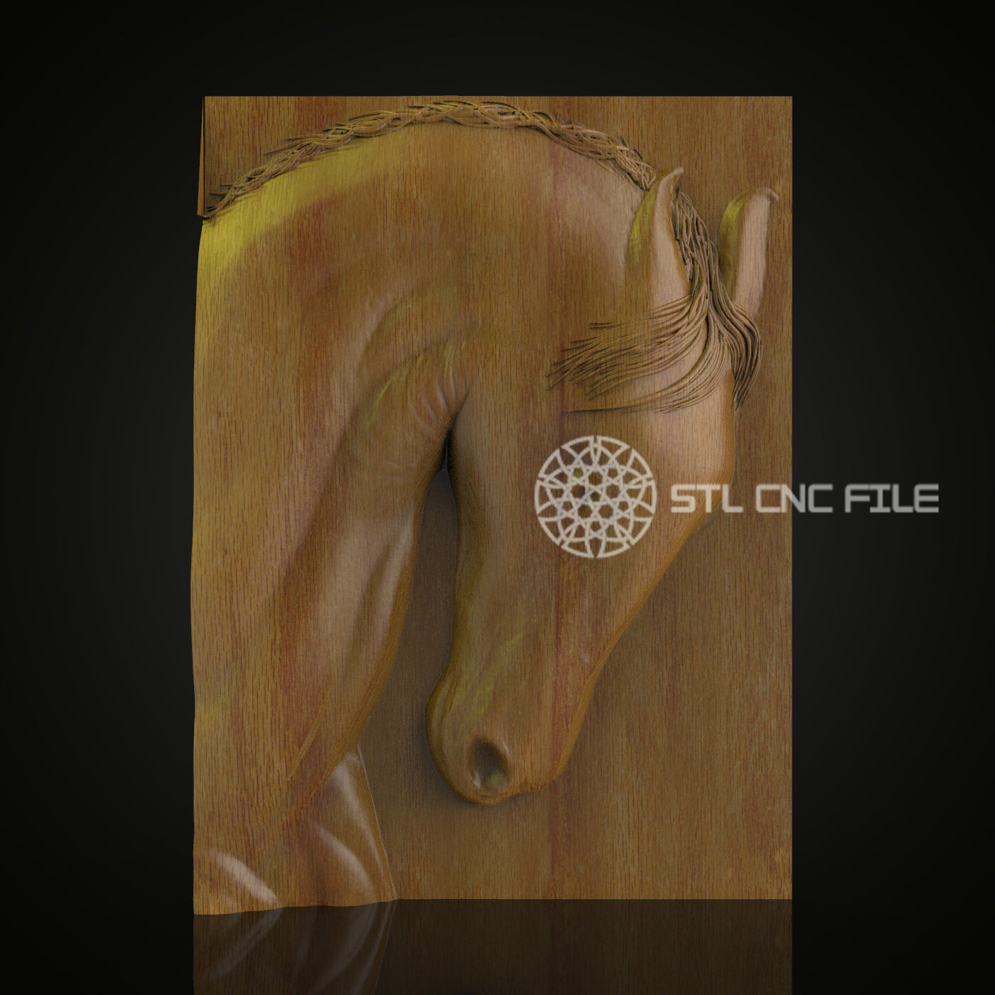 Elegant Horse Head - STL File for CNC Routing, Wood Carving, ArtcamAspire, Equine Wall Art, Woodcraft CNC, Decorative Panel