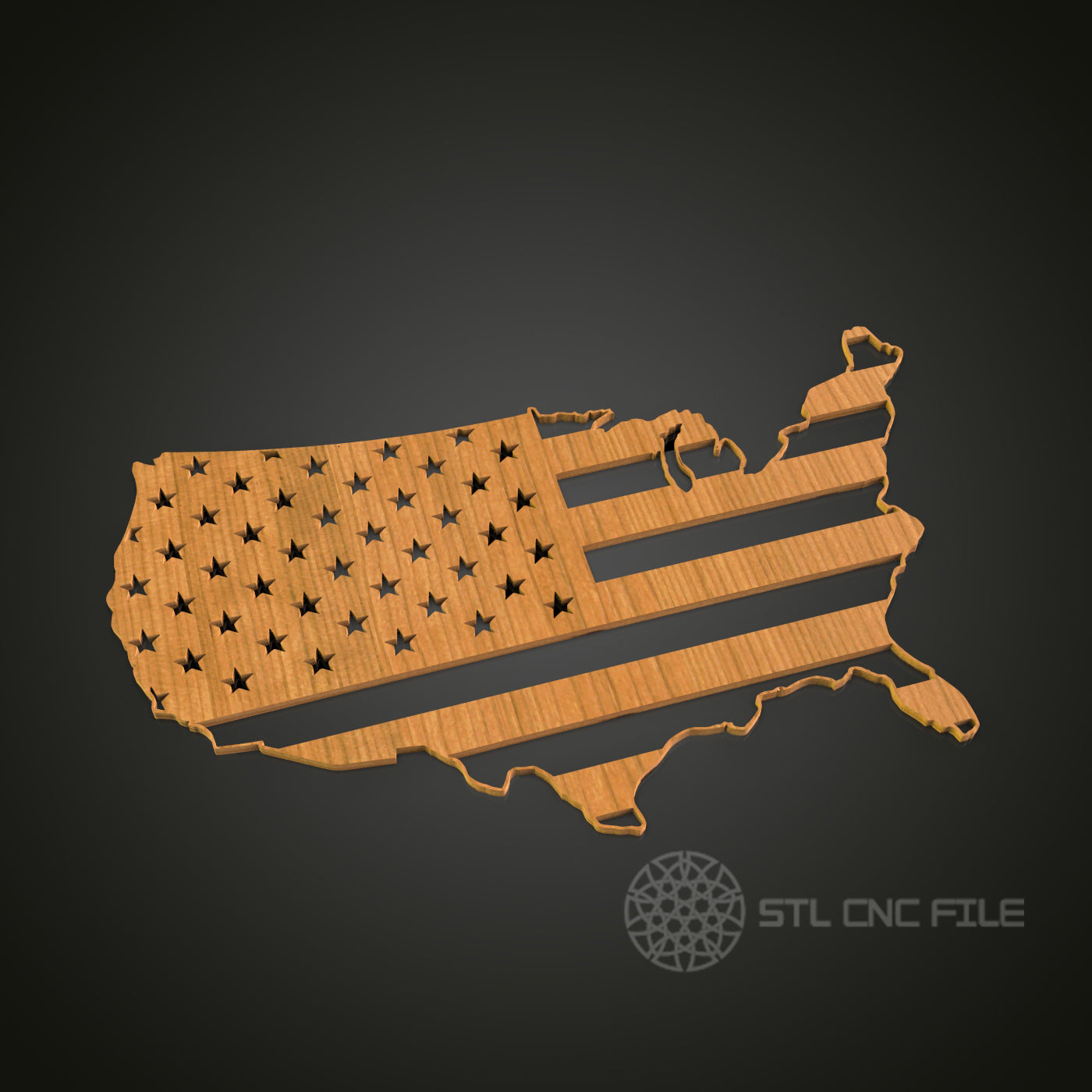 USA Flag STL Model for CNC Router, Wood Wall Art Files, Engraver CNC Artcam Aspire, Home Decor