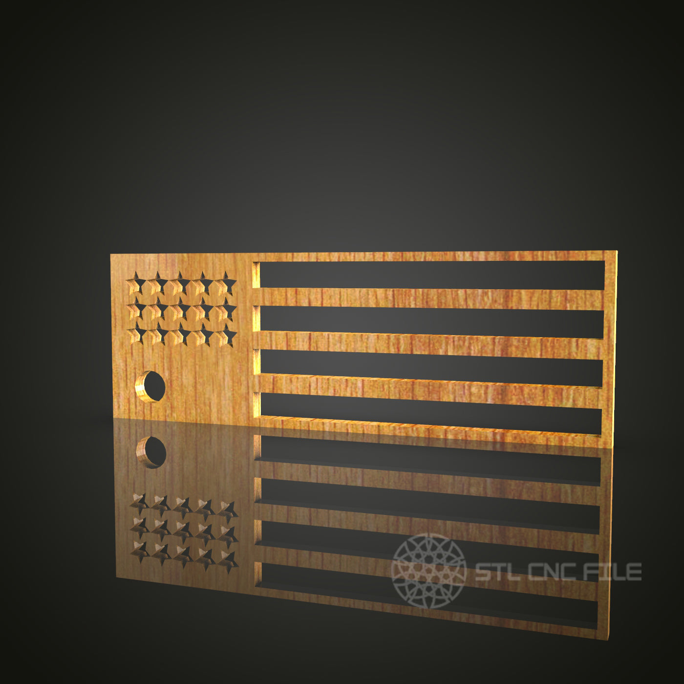 Minimalist American Flag STL Model for CNC Router Engraver, Wall Decor Artcam Aspire CNC Files