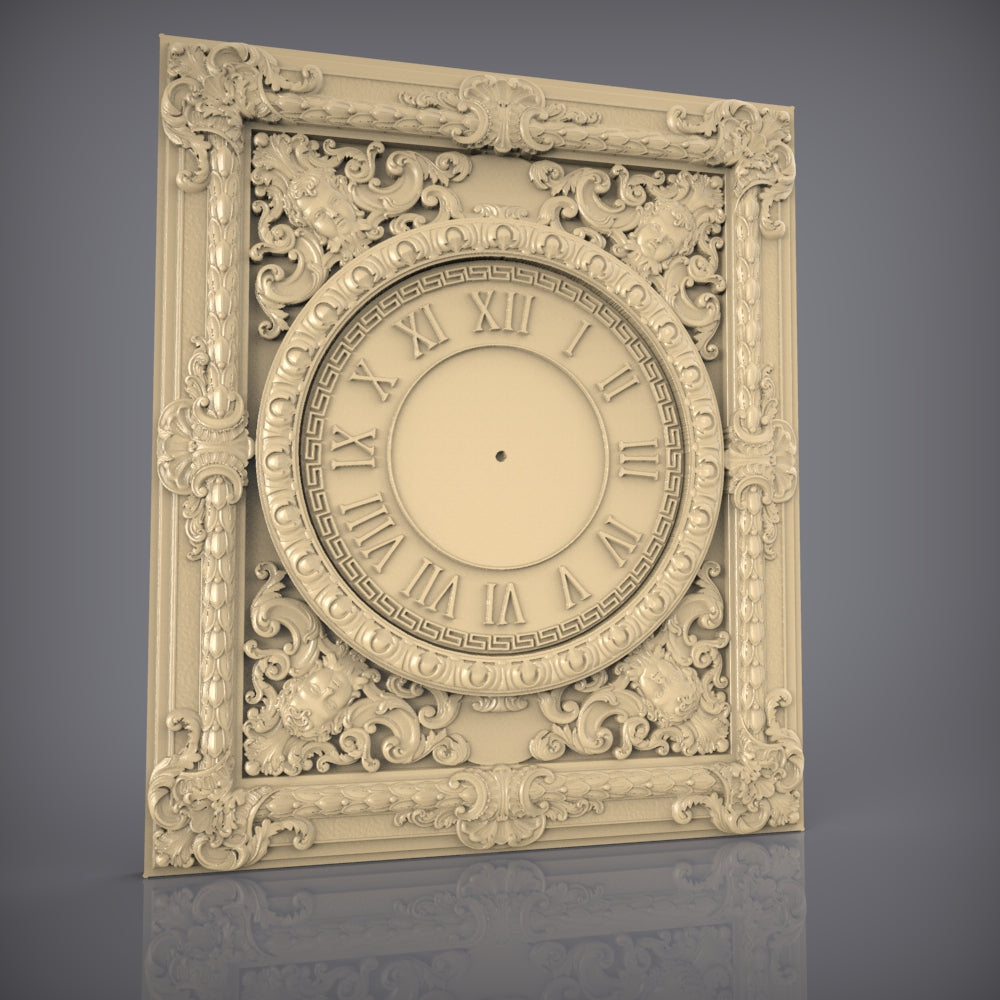 Ornate Rococo Clock STL, Detailed CNC Wall Art, Classic Decor Design