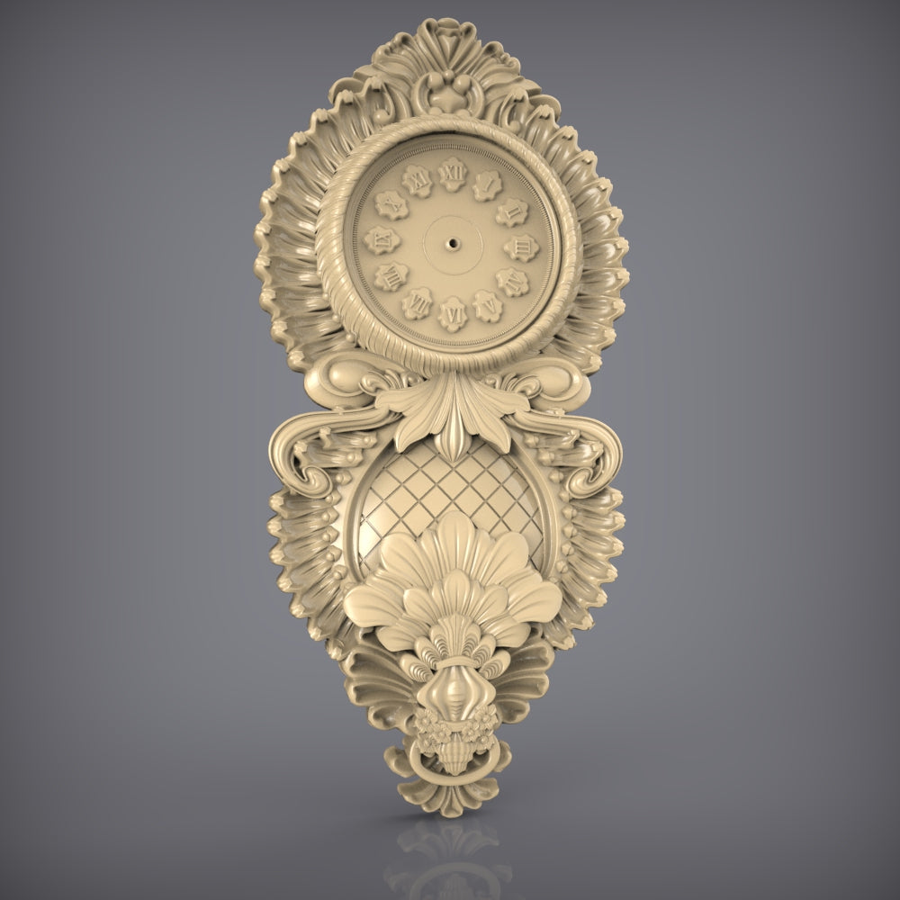 Elegant Oval Clock STL, Baroque CNC Model, Luxurious Wall Decor