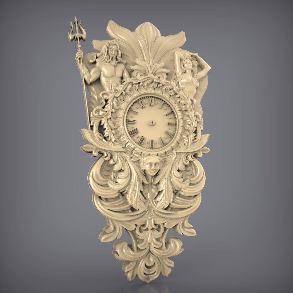 Neoclassical Nymphs 3D STL Clock Model - CNC Router Art, Mythical Figures, Elegant Wall Decor, Artcam and Aspire Files