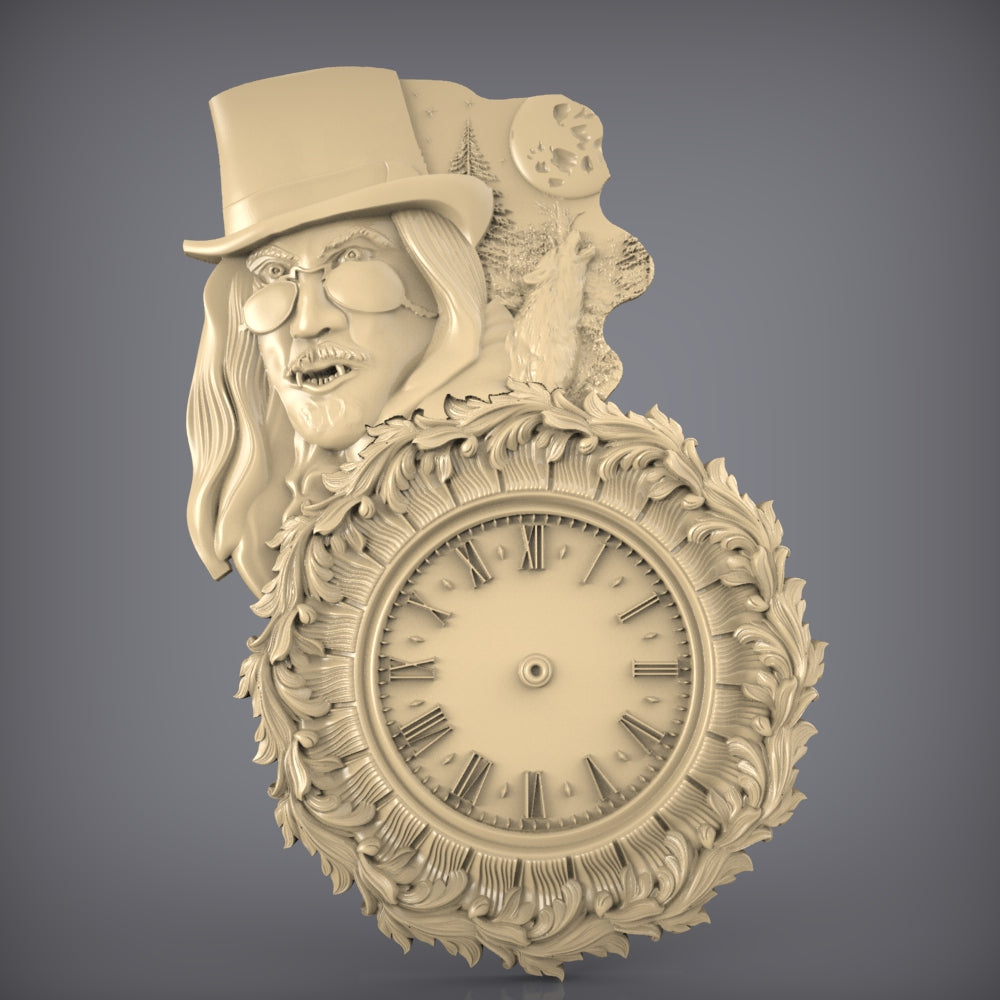 Mystical Woodsman 3D STL Clock Model - Enchanted Forest Theme, CNC Carving Design, Artcam & Aspire, Whimsical Wall Art, Woodworking File