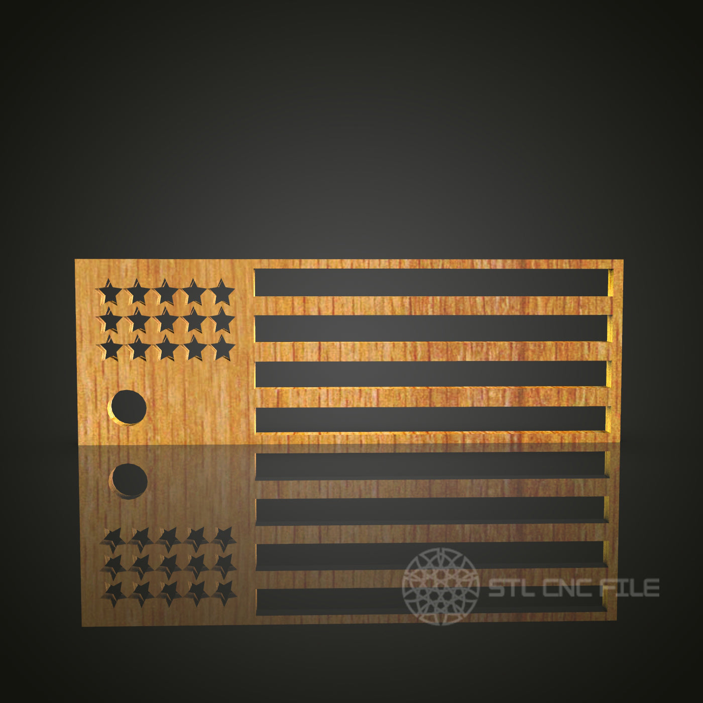 Minimalist American Flag STL Model for CNC Router Engraver, Wall Decor Artcam Aspire CNC Files