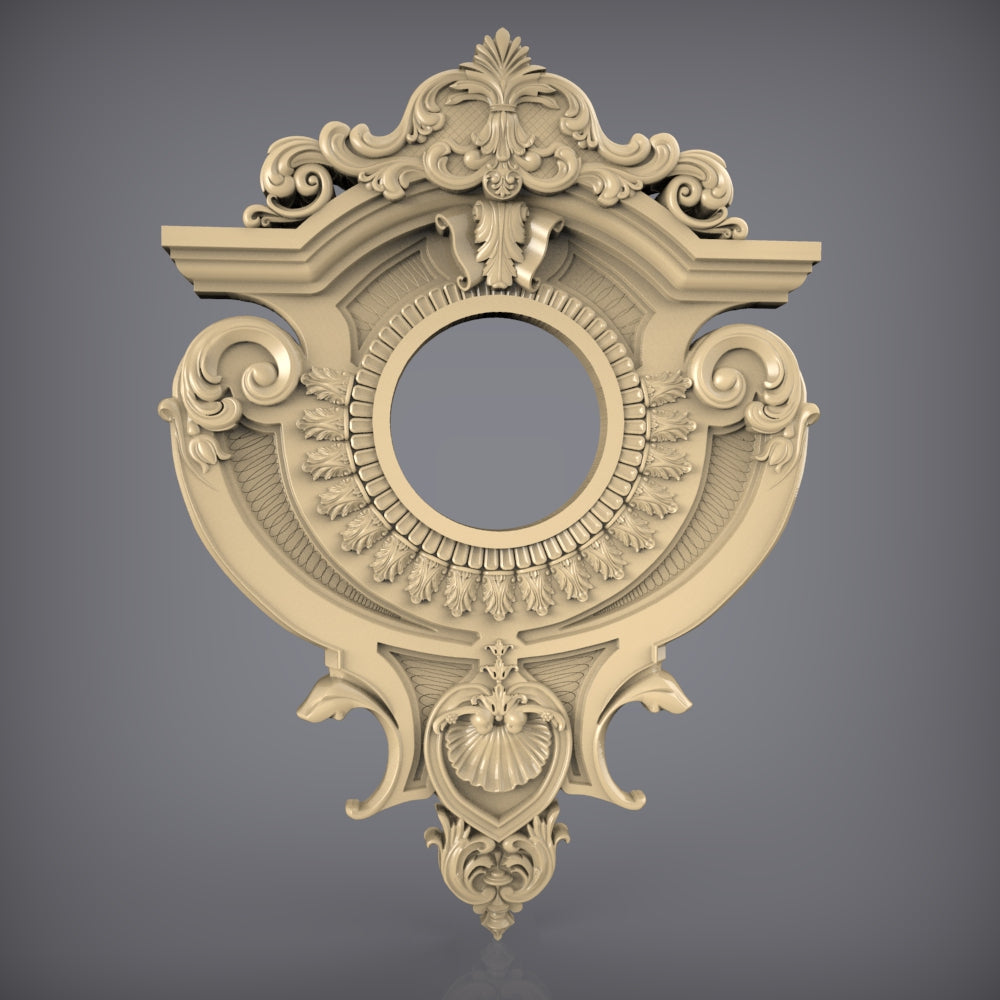 Ornate Baroque Clock Frame STL Model - CNC Engraving Files for Luxury Watch, Artcam Aspire Compatible