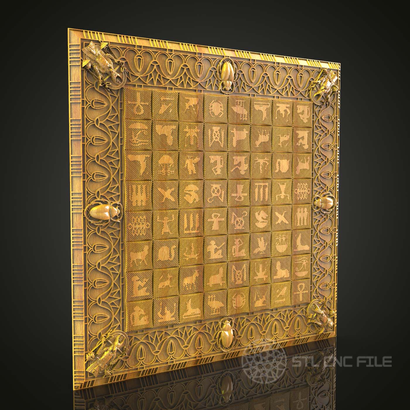 Ancient Egyptian Hieroglyphs STL Model - CNC Router Files, ArtcamAspire, Wood Art Wall Decor, Digital Engraving Patterns for CNC