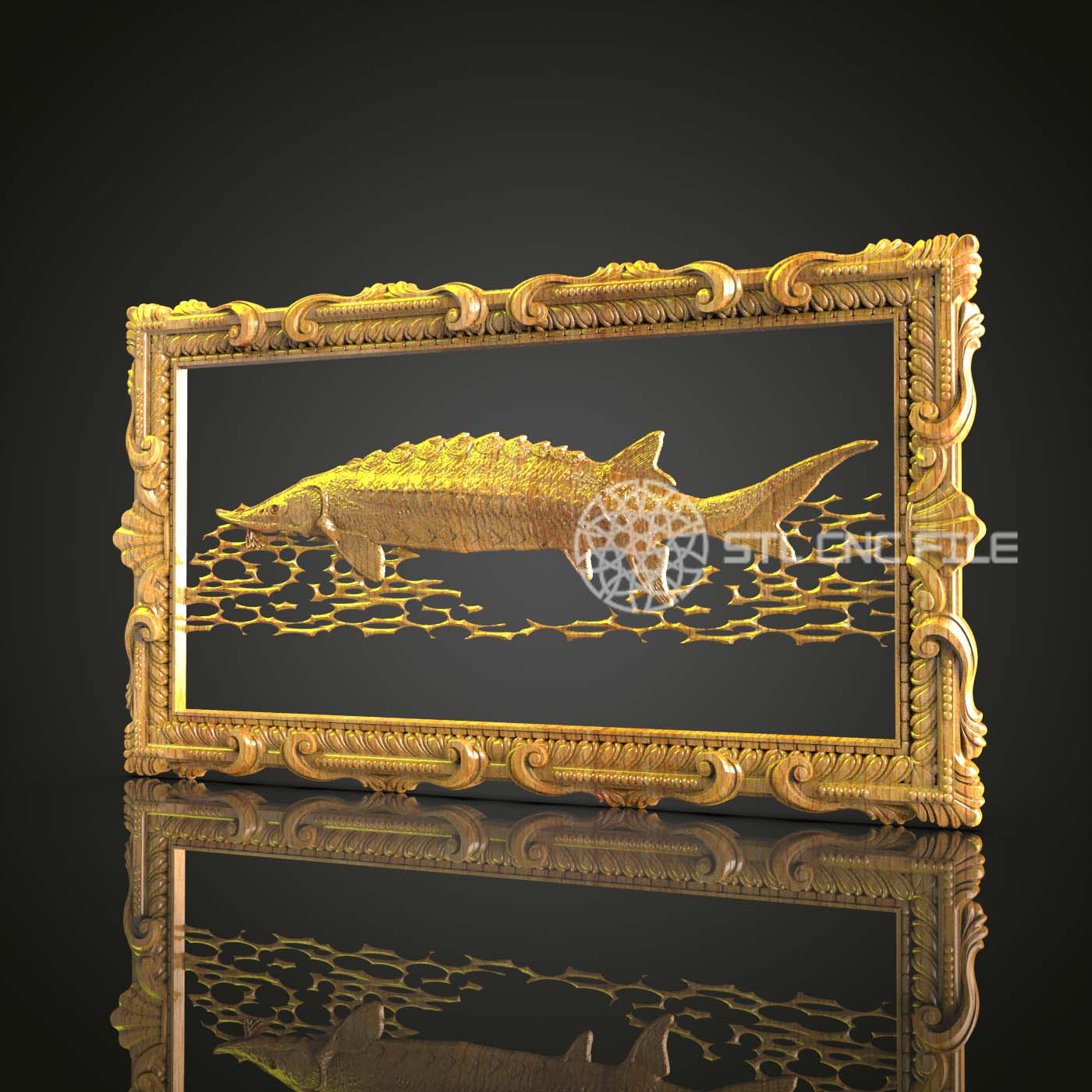 Aquatic Majesty - STL Model, CNC Router Engravable Art, Aspire Artcam Fish Decor, Wood Wall Art