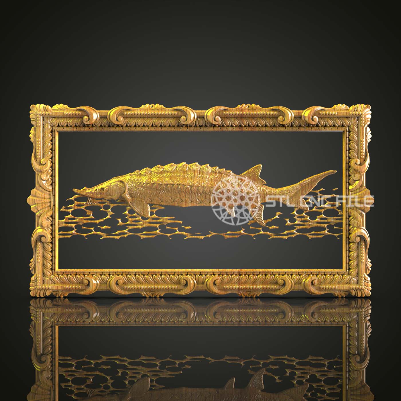 Aquatic Majesty - STL Model, CNC Router Engravable Art, Aspire Artcam Fish Decor, Wood Wall Art