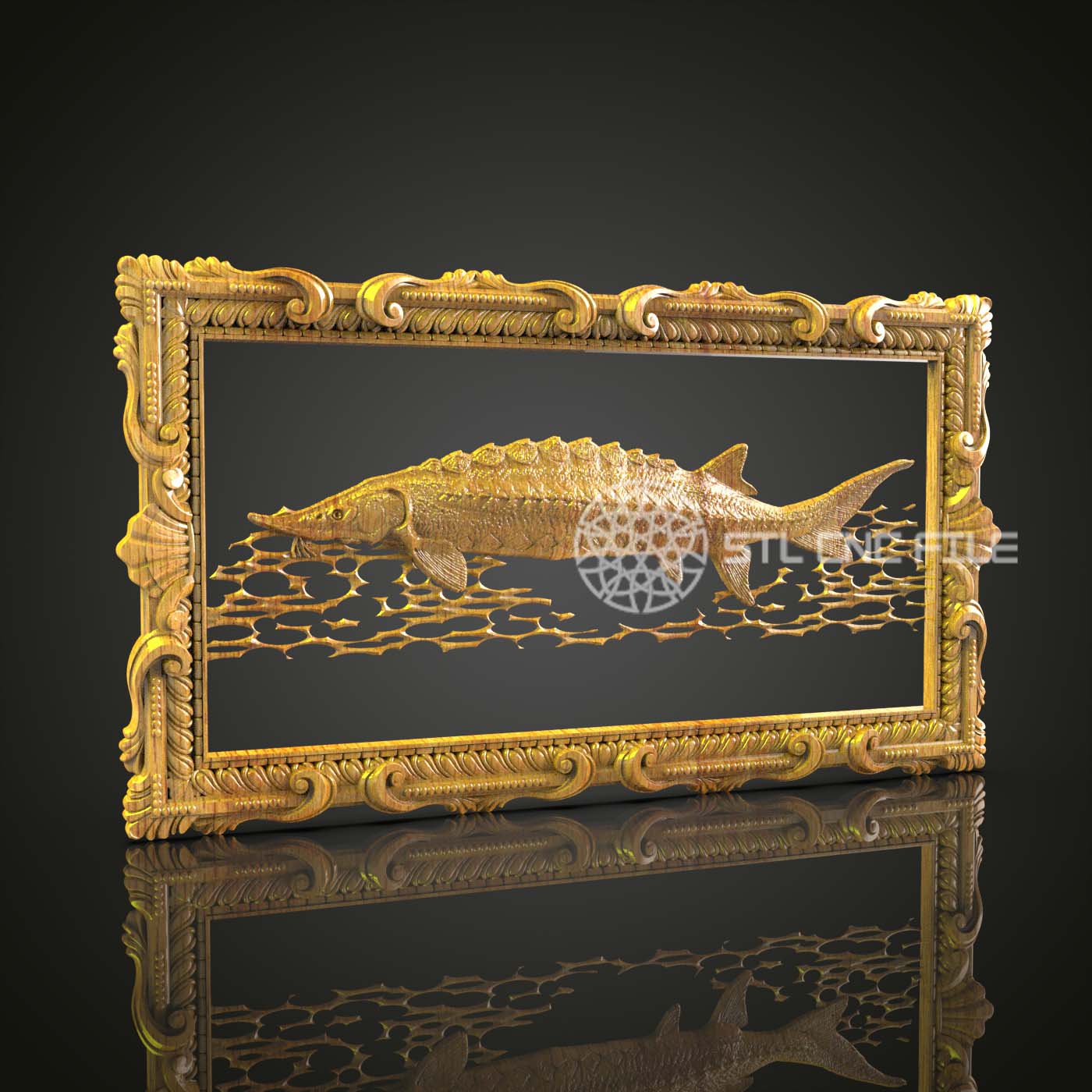 Aquatic Majesty - STL Model, CNC Router Engravable Art, Aspire Artcam Fish Decor, Wood Wall Art