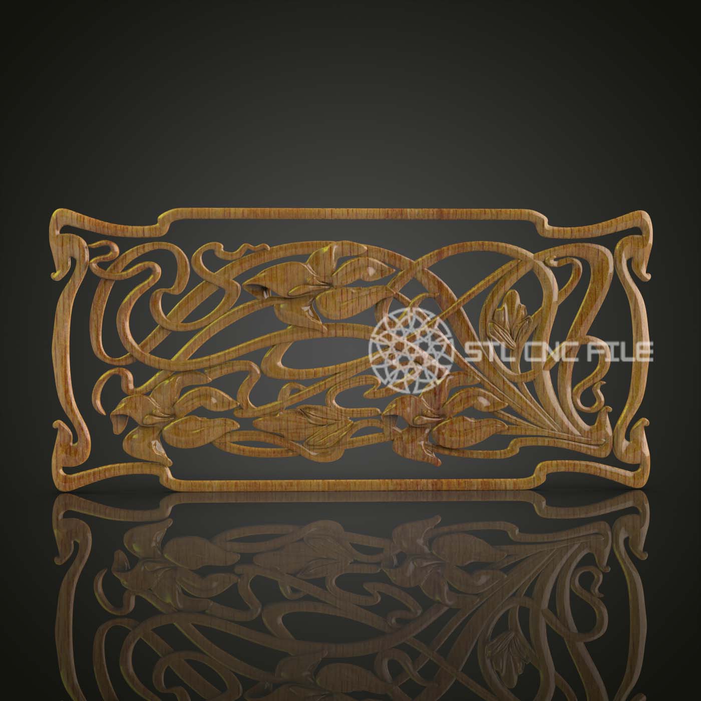 Art Nouveau Floral Relief STL - Elegant CNC Carving File